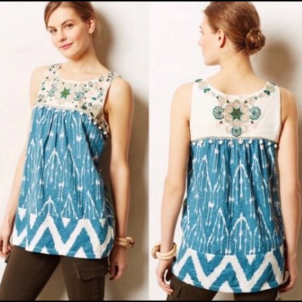 Anthropologie Floreat Embroidered Blouse